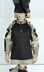 Camisa táctica con capucha camuflaje cremallera frontal para airsoft