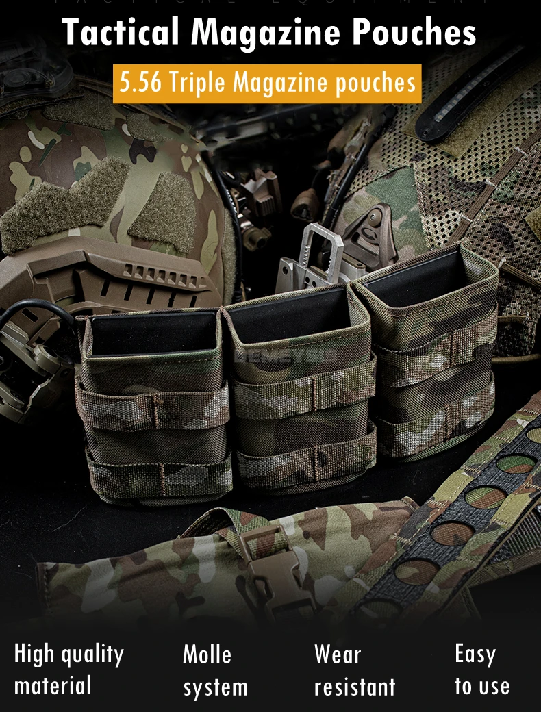 Bolsa triple táctica para cargadores 5.56 en nylon