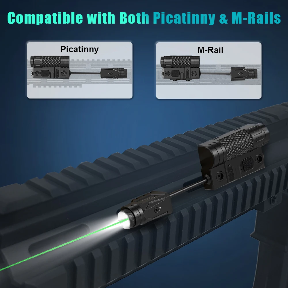 Linterna táctica para pistola con mira láser verde recargable - imagen 4