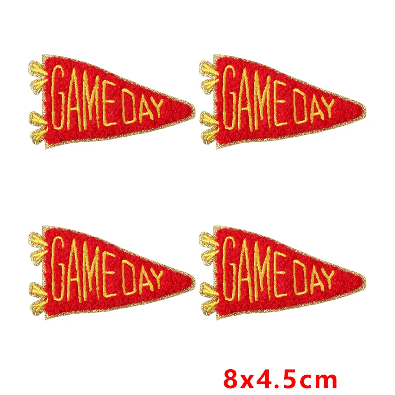 Parche termoadhesivo chenilla diseño bandera bordado dorado - imagen 4