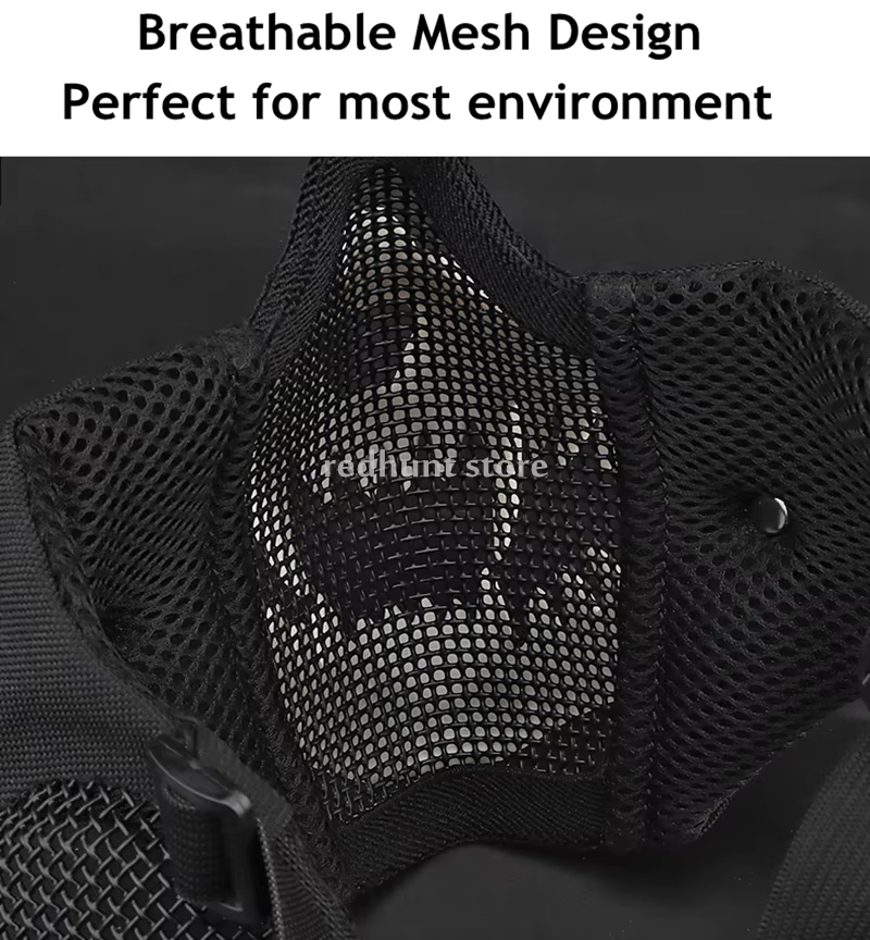Mascarilla táctica media cara plegable malla acero bajo carbono - imagen 5