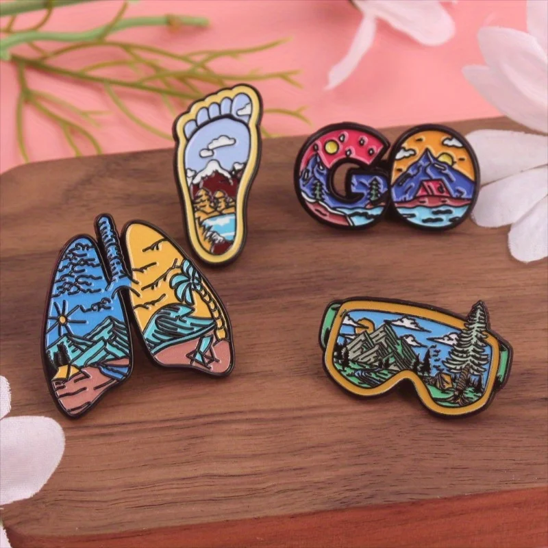 Broche de esmalte natural con escenas al aire libre para aventureros - imagen 4