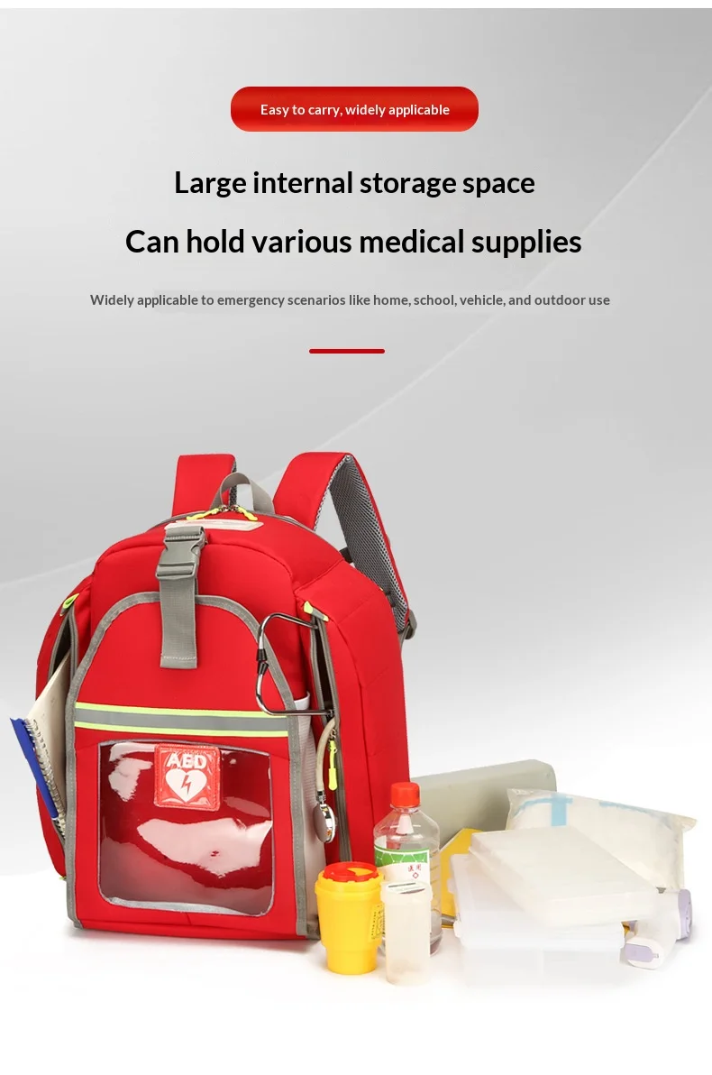 Mochila para equipo de AED con acabado impermeable