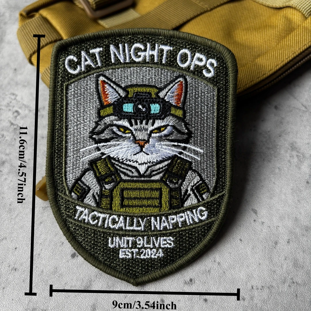 Parche táctico Cat Night Ops bordado gancho y bucle para mochila - imagen 4