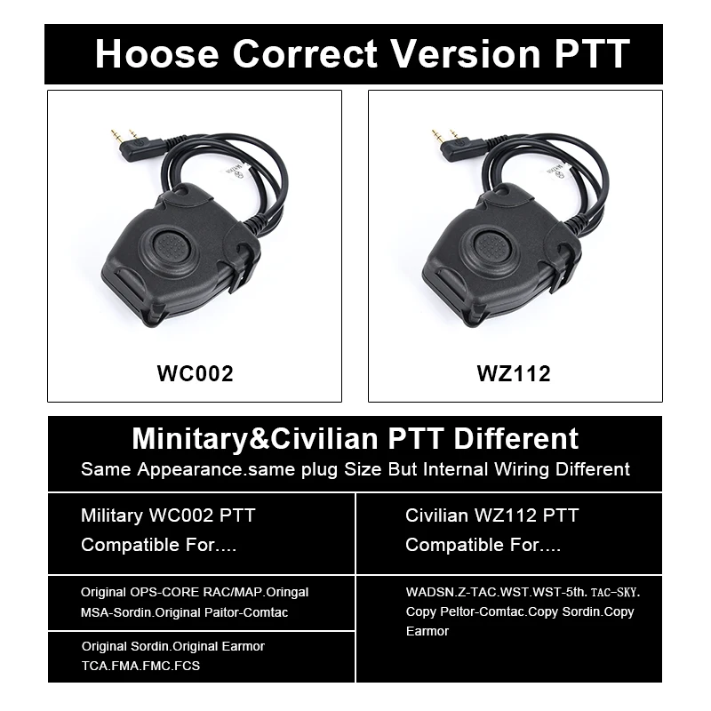 WADSN PTT - botón táctico para auriculares e interfono Walkie-Talkie - imagen 3