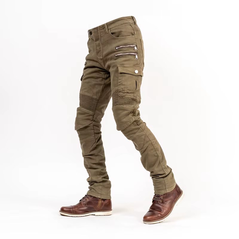 Pantalones vaqueros tácticos para motorista con rodilleras y bolsillos - imagen 5