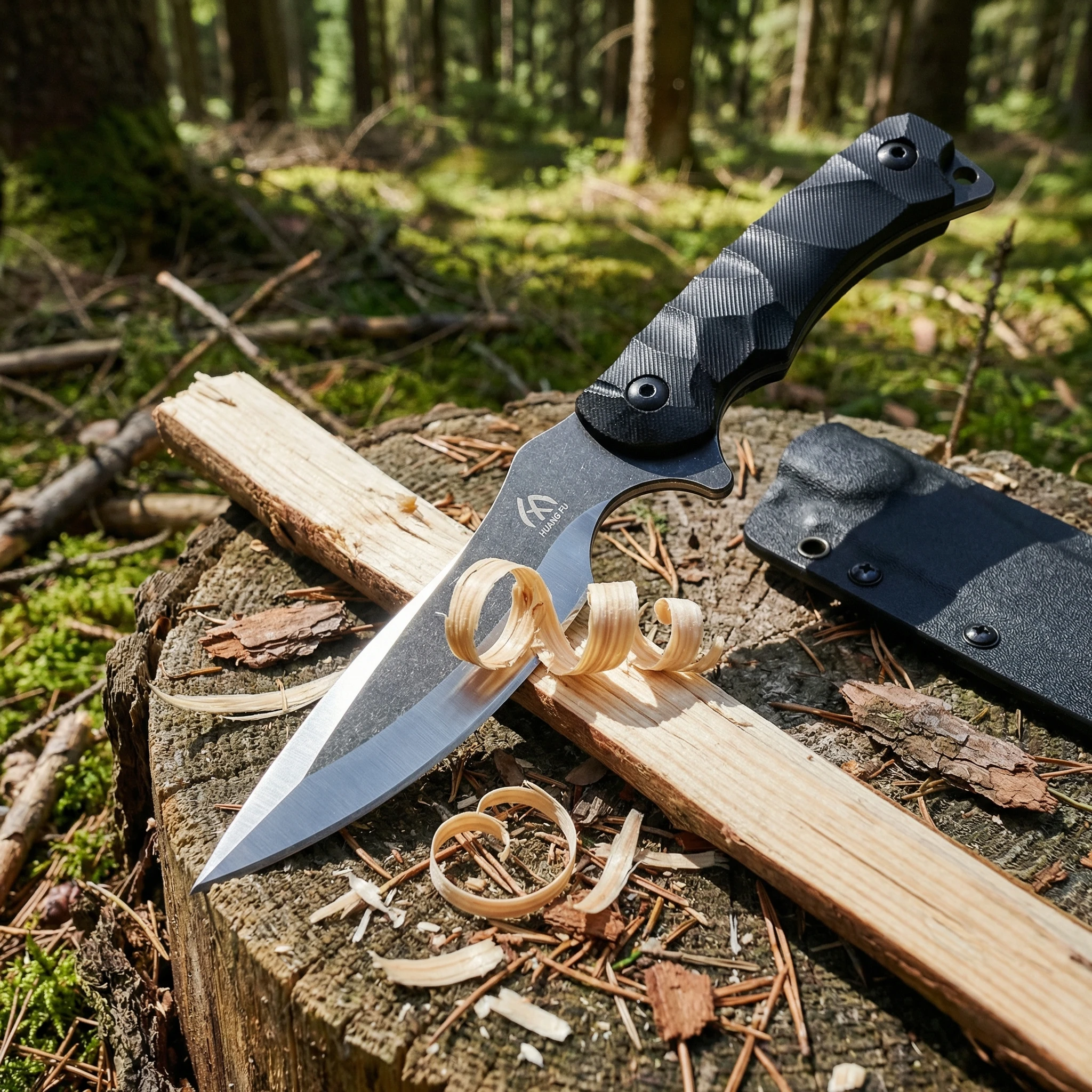 Cuchillo fijo de acero táctico para exteriores con funda de emergencia - imagen 5