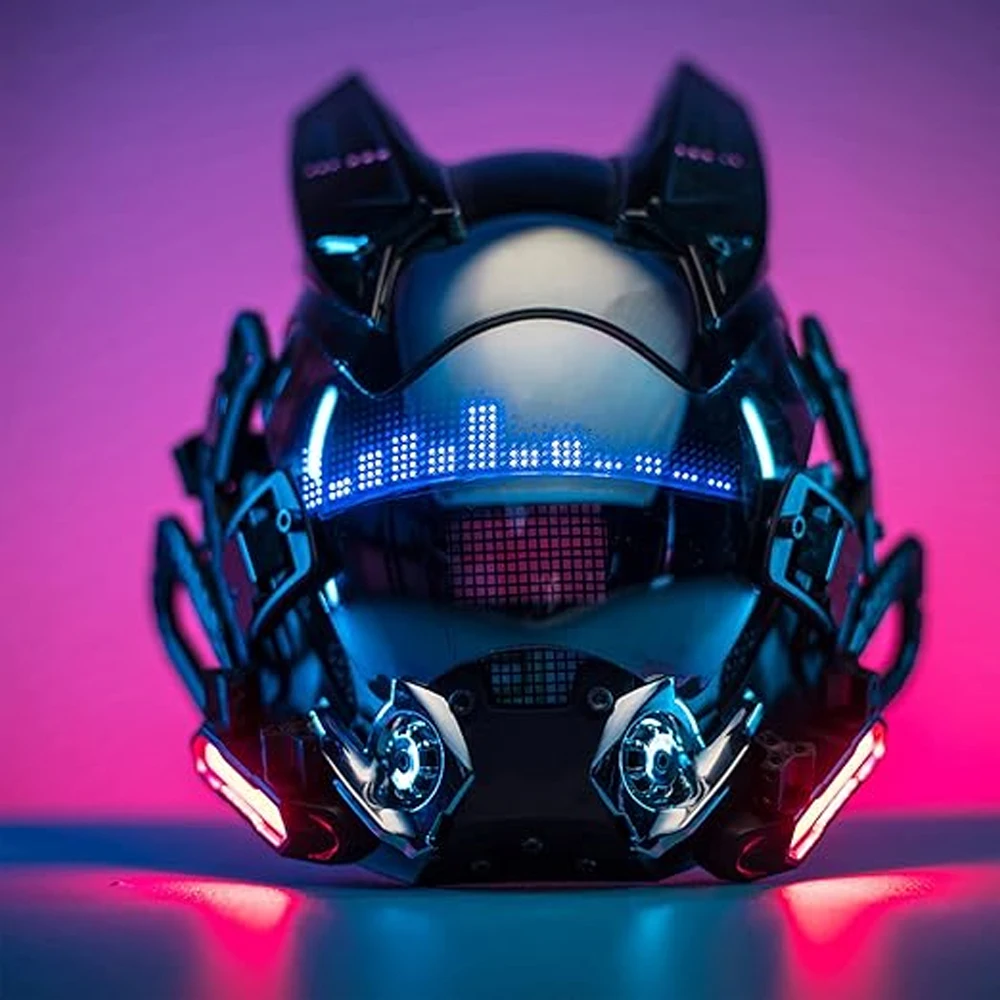 Casco cyberpunk gótico techwear con lámpara LED para disfraz - imagen 5