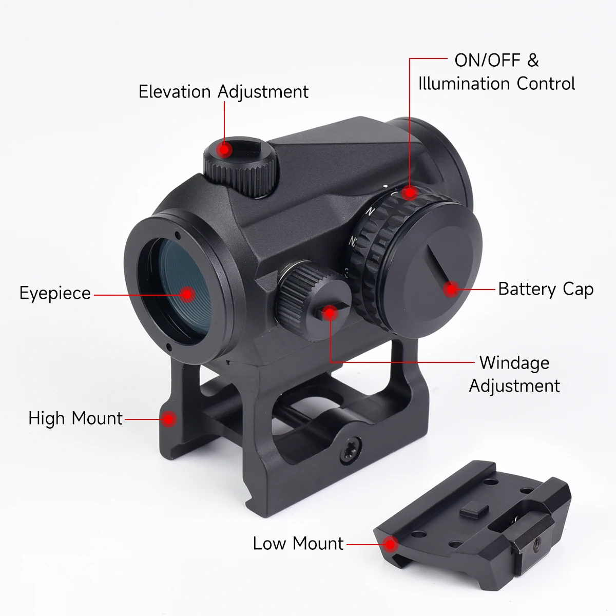 V-GEN II mira de punto rojo para rifle caza y airsoft - imagen 3