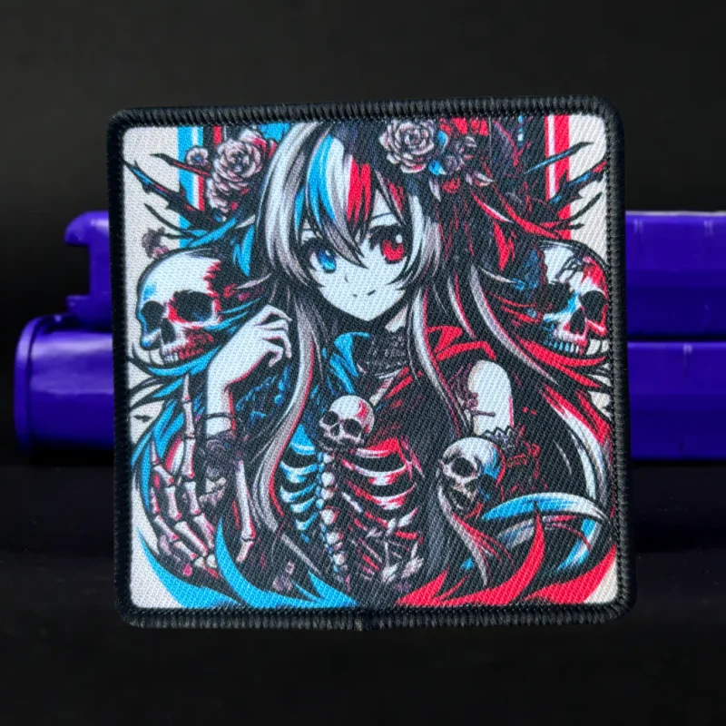 Parche táctico calavera punk estilo anime con gancho y bucle - imagen 3