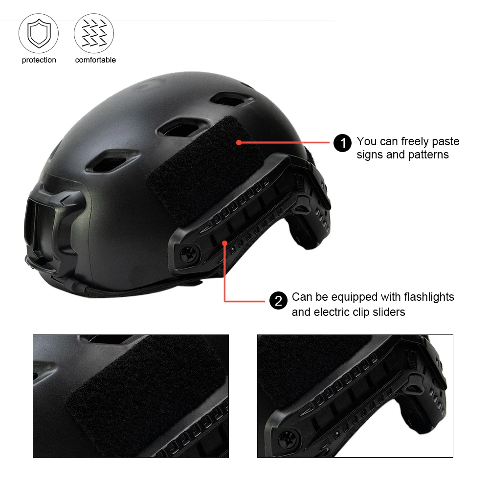 Casco táctico ABS Airsoft con visera protectora y barbuquejo - imagen 3
