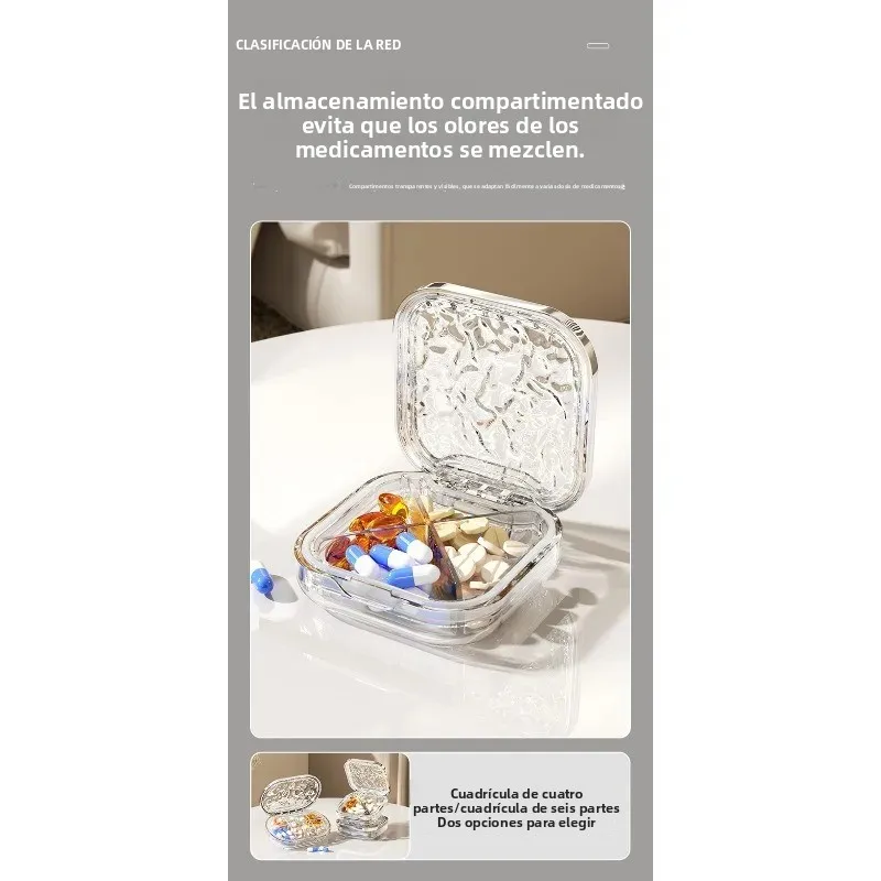 Caja de medicamentos portátil plástico con rejilla para viaje - imagen 5