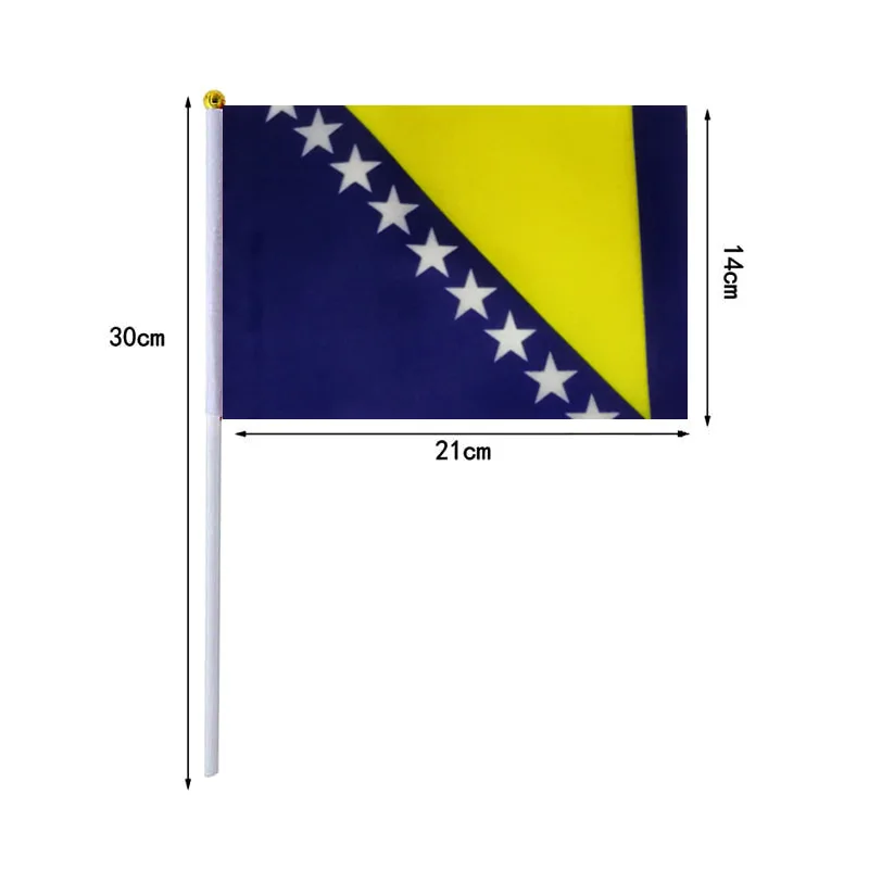 Bandera Bosnia y Herzegovina 14x21cm – Ondeada a mano – Resistente - imagen 3