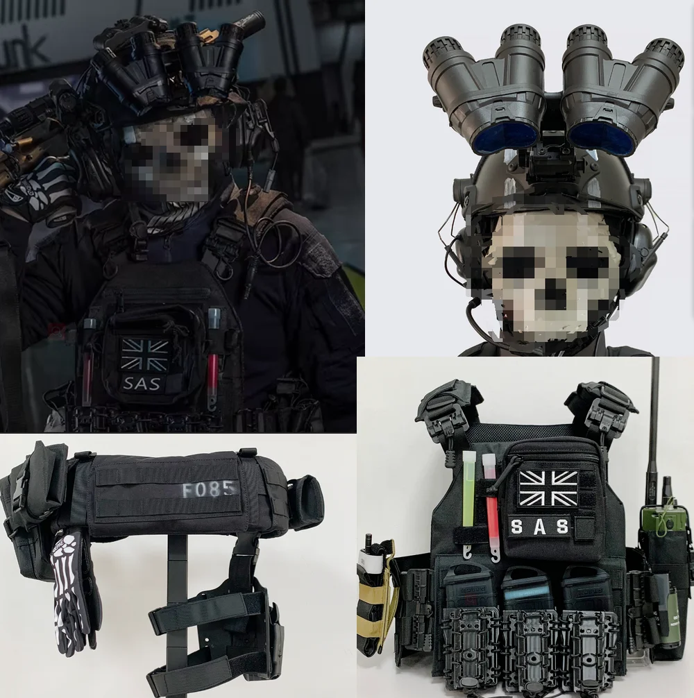 Chaleco portaplacas Airsoft Nightwar con casco NVG fantasmas - imagen 2