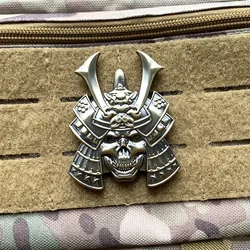 Parche táctico metálico Oni Samurai esqueleto, para chaquetas