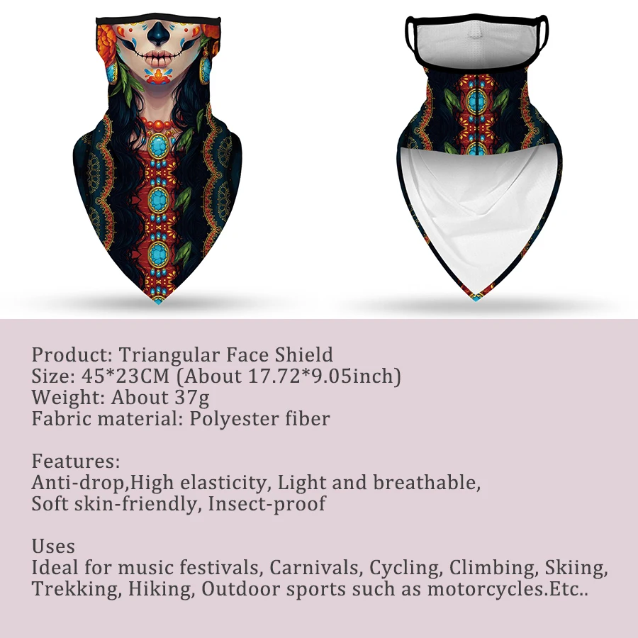 Protector facial triangular en uso