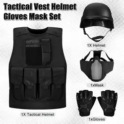 Chaleco táctico infantil Airsoft con casco, guantes y máscara CS