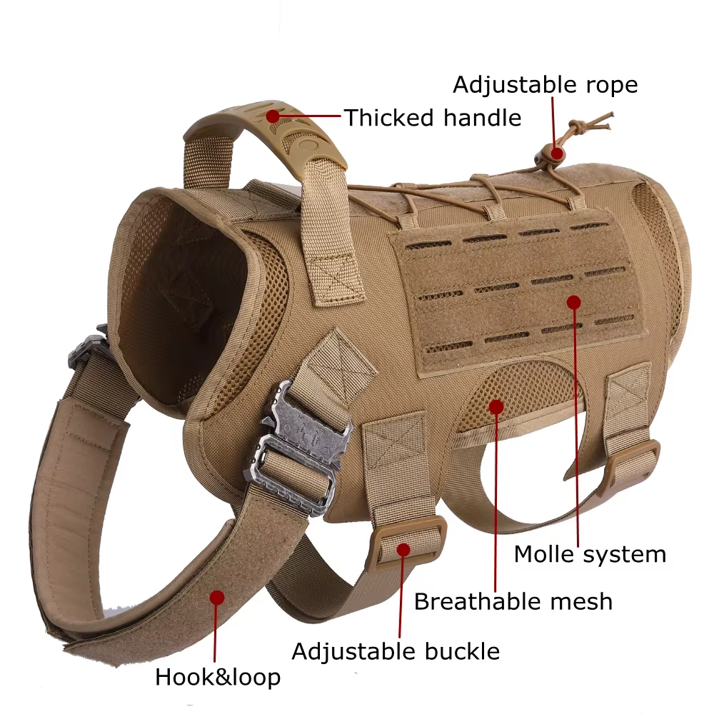 Chaleco MOLLE táctico canino – Nylon resistente Airsoft y caza - imagen 3