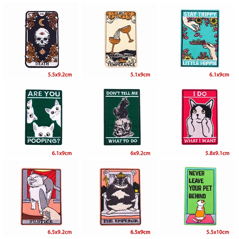 Parche termoadhesivo bordado tarot gato punk – Pack multiunidad para equipar - imagen 2