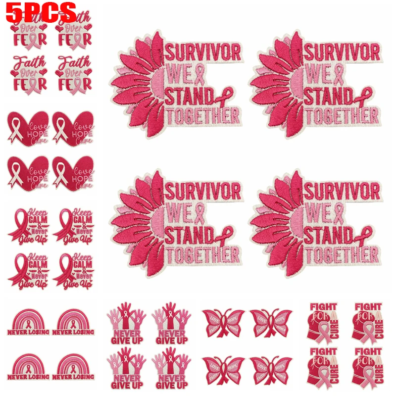 Parche bordado termoadhesivo cinta rosa Amor Esperanza para chaquetas - imagen 2
