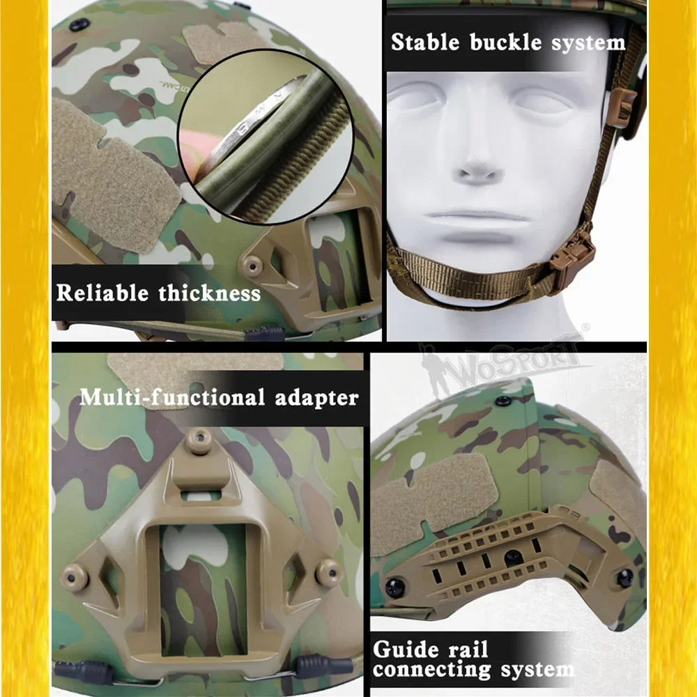 Casco Táctico Semi Cubierto Estilo AF con Sistema MOLLE – Airsoft Paintball - imagen 4