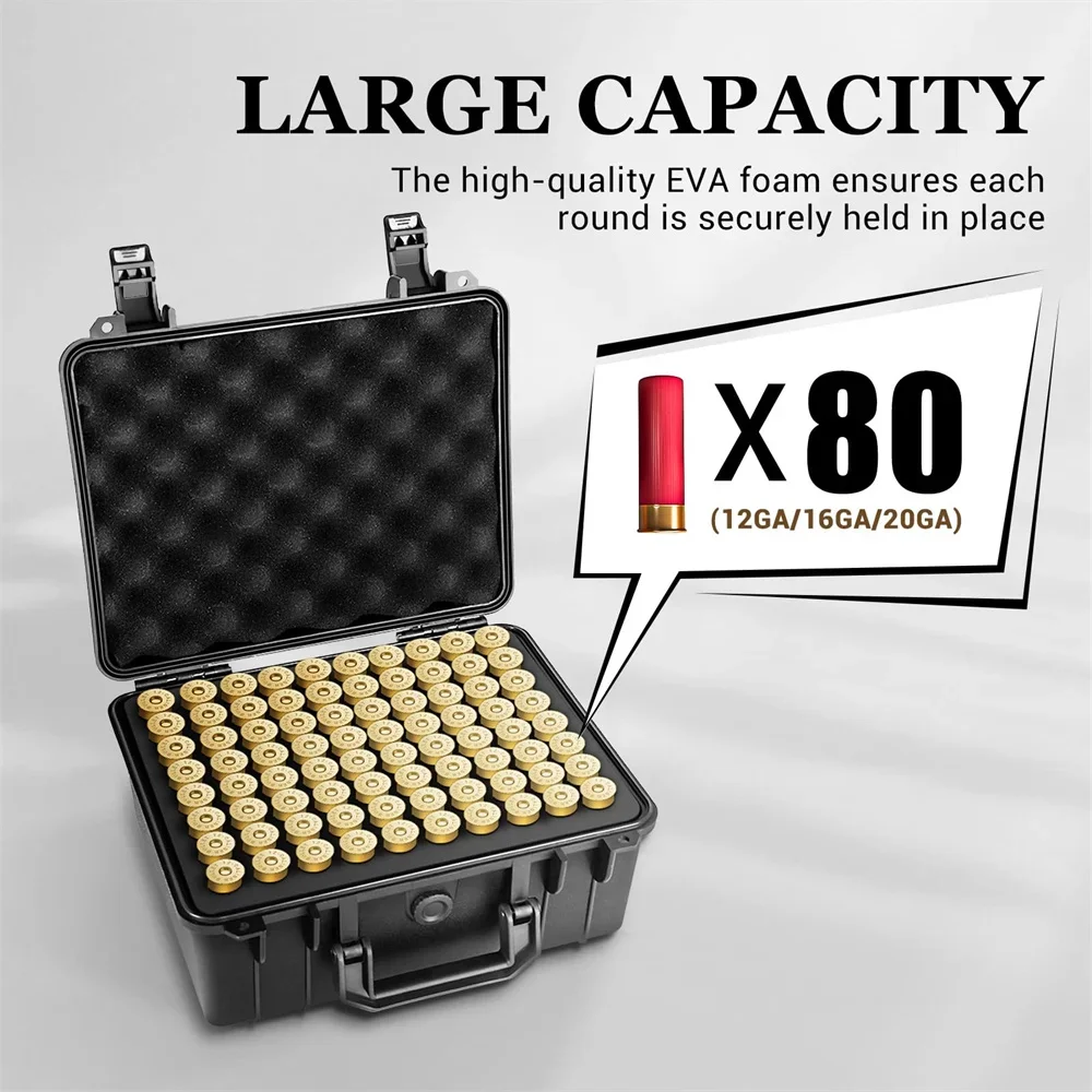 Caja de munición táctica impermeable 80 rondas para 12/20 GA resistente - imagen 3