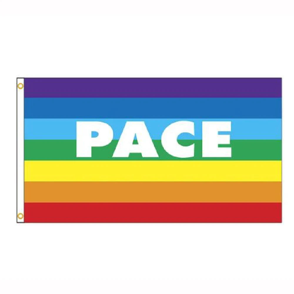 Bandera de poliéster arcoíris paz mundial para exterior - imagen 4