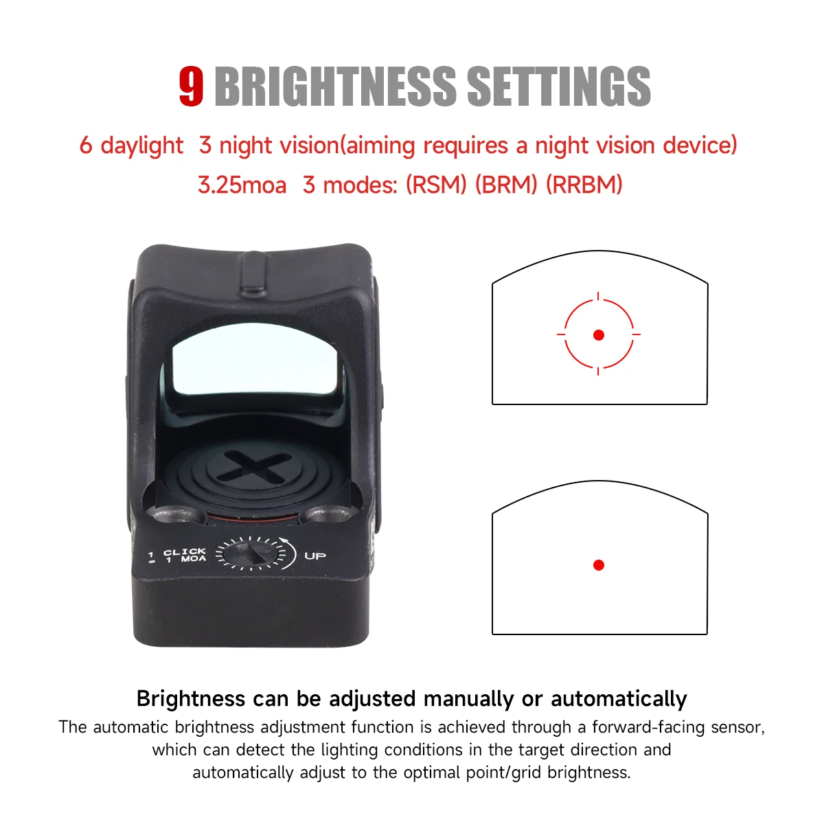Mira red dot RM-HD Táctica reflex para Glock con ajuste de luz - imagen 4