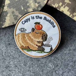 Parche táctico bordado capibara buda morale con velcro