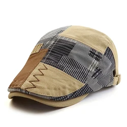 Gorra retro estilo Gatsby con visera y espiga a cuadros
