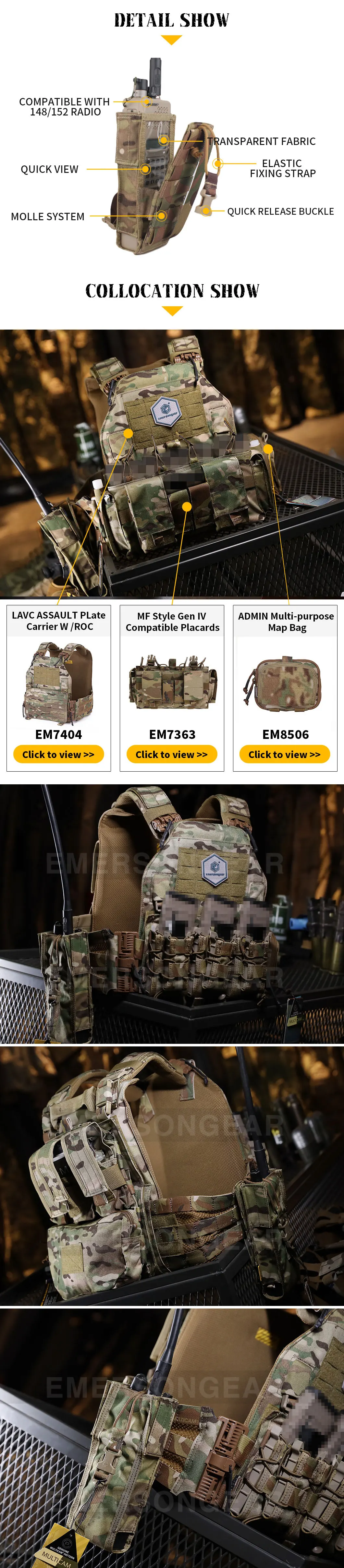 Ejemplo de bolsa montada en chaleco táctico