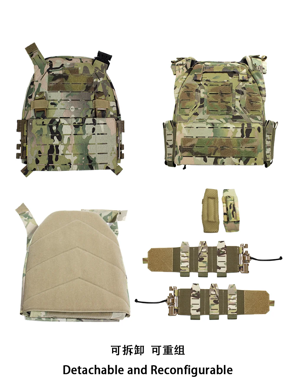 Chaleco táctico MOLLE camuflaje antidesgaste liberación rápida - imagen 3