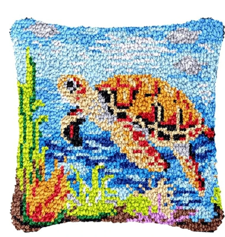 Juego bordado alfombra punto Smyrna – Pingüino tortuga delfín kit DIY - imagen 2
