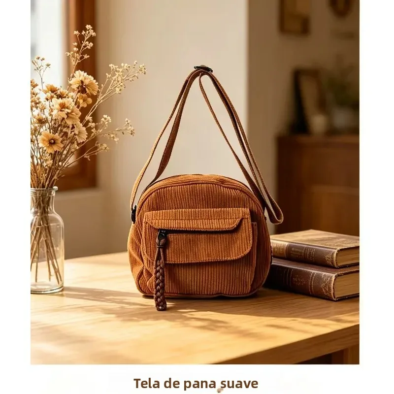 Bolso bandolera outdoor de corduroy – estilo escolar mujer - imagen 4