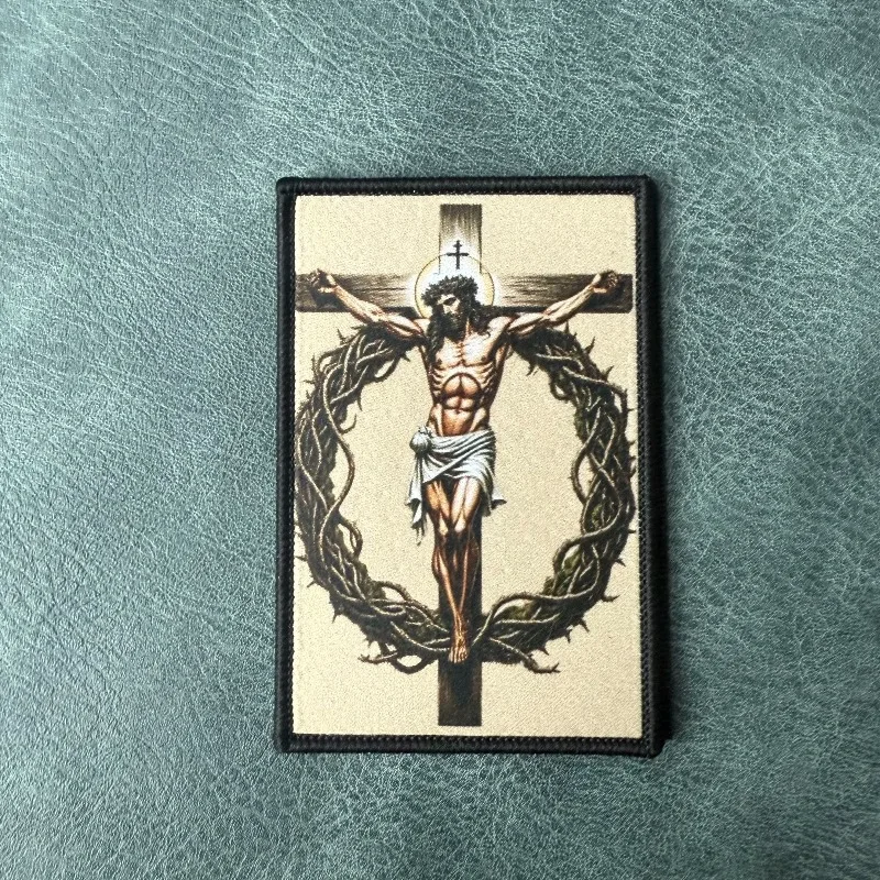 Parche táctico Jesús Cristo en la cruz velcro gancho y bucle - imagen 4