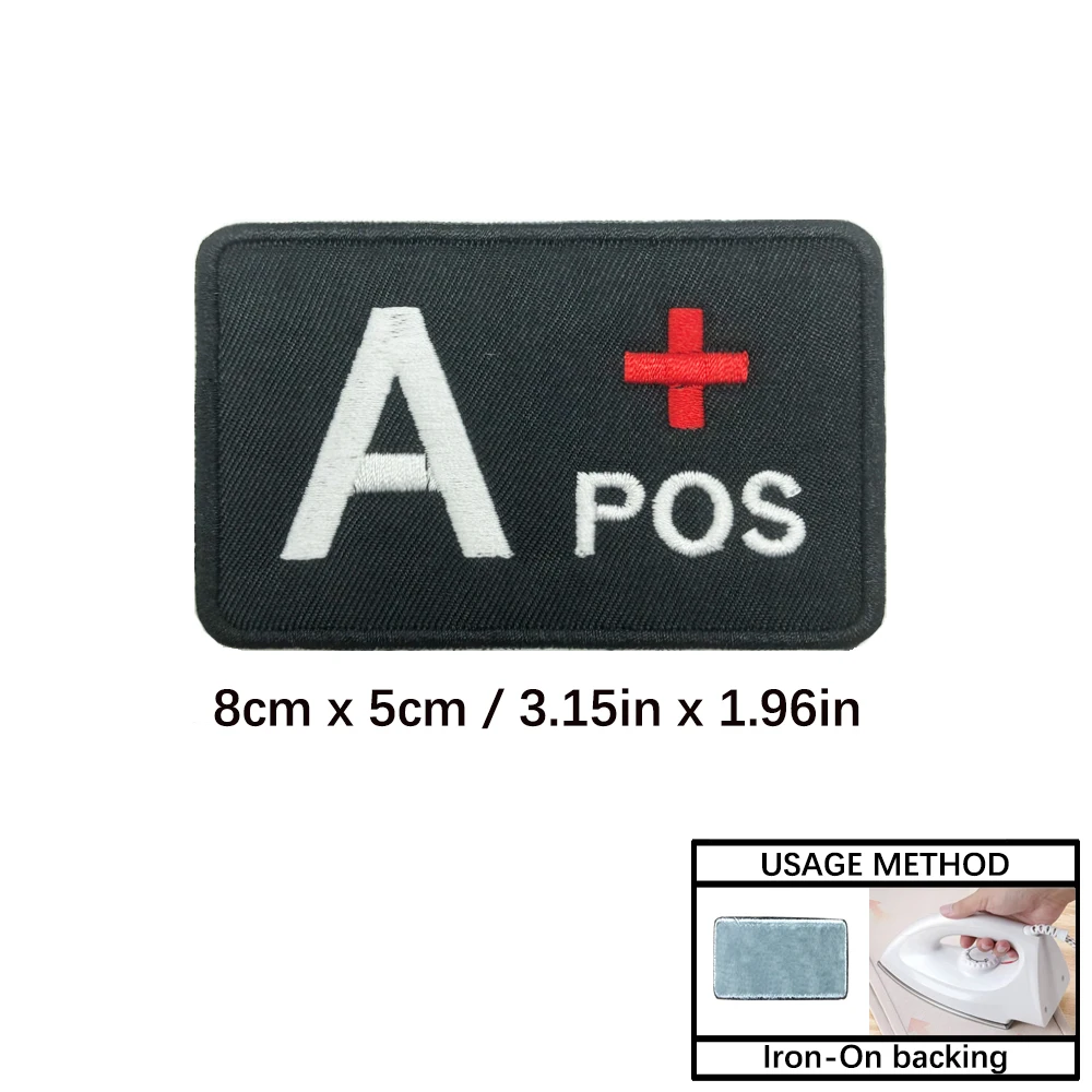 Parche bordado grupo sanguíneo – Insignia táctica militar velcro - imagen 2