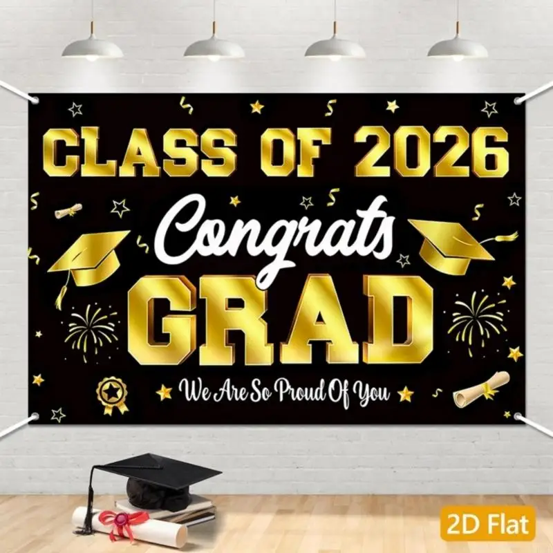 Fondo para fotomatón graduación tela poliéster negro dorado - imagen 5