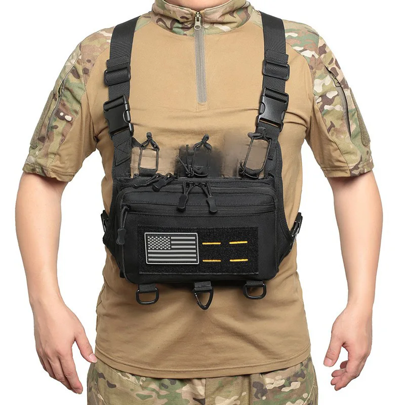 Chaleco táctico MOLLE utilitario EDC con bolsa frontal y correa - imagen 3