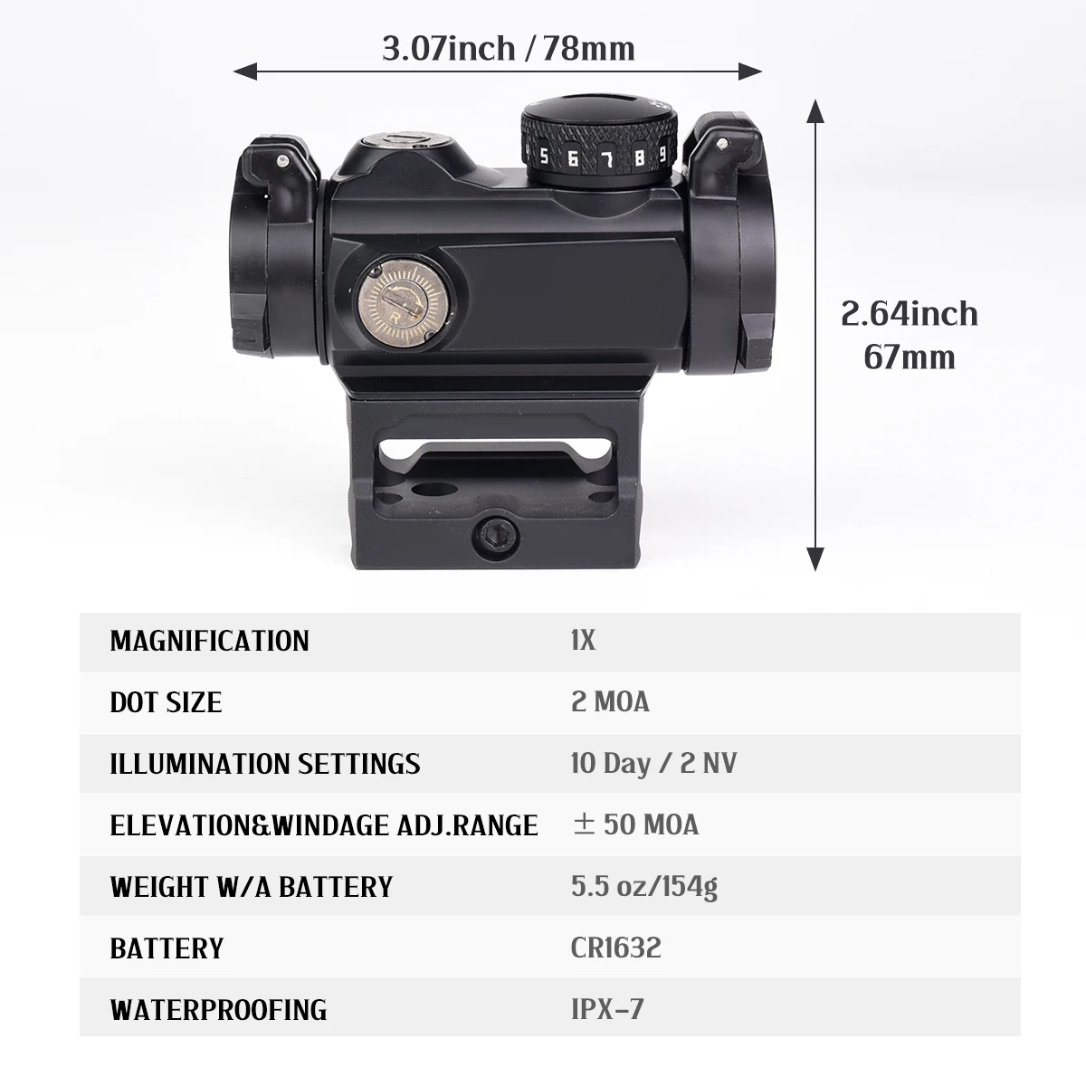 Mira Punto Rojo R-MSR Holográfica con Montaje Weaver 1.41\" y Riel 20 mm - imagen 2