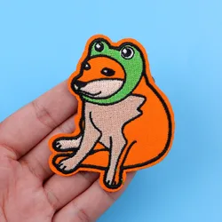 Parche bordado ojo de rana para planchar o coser