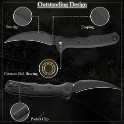 TRIVISA Lacerta cuchillo plegable EDC con mango de Micarta