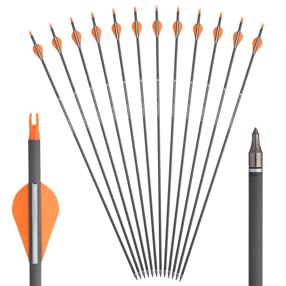 Toparchery Flechas de carbono para arco recurvo con puntas reemplazables - imagen 3