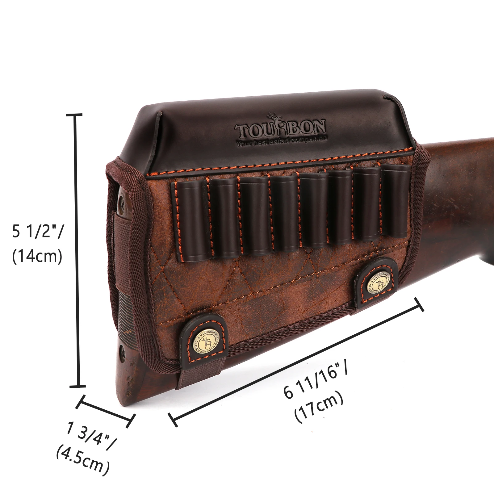Tourbon Soporte de Mejilla para Rifle Caza, Correa PU Marrón Acolchada - imagen 5
