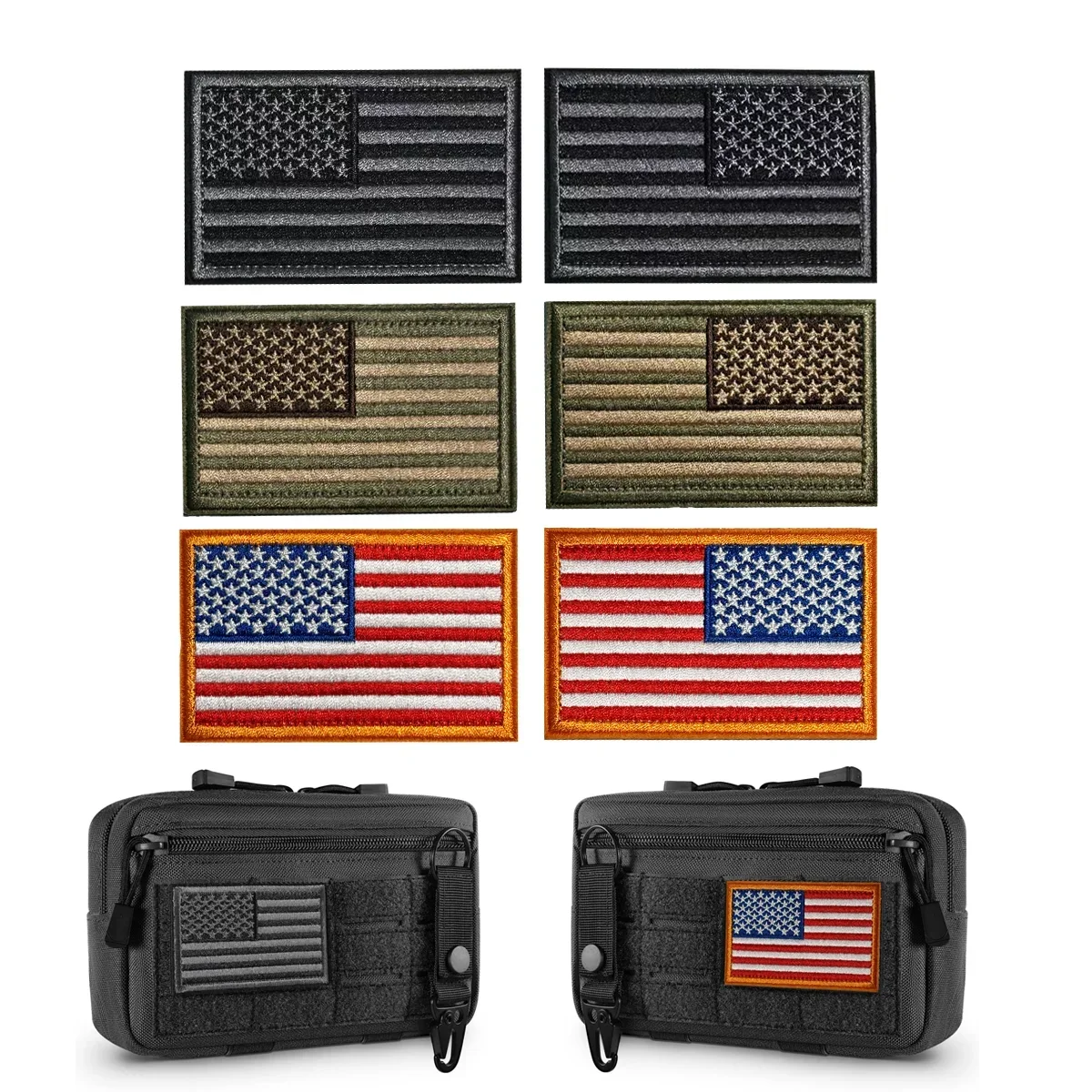 Parche reversible gancho bucle bandera USA 3x2 pulgadas - imagen 3