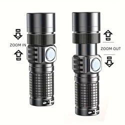 Linterna táctica LED recargable con zoom y enfoque ajustable