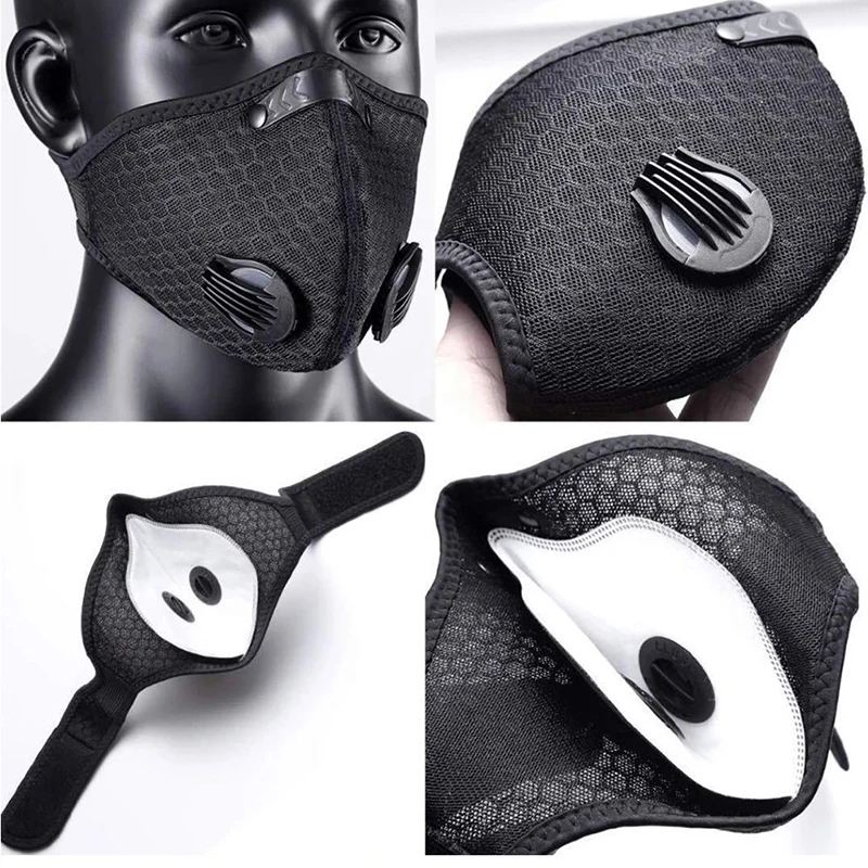 Máscara ciclismo antipolvo PM2.5 con filtro de carbón activo 5 capas