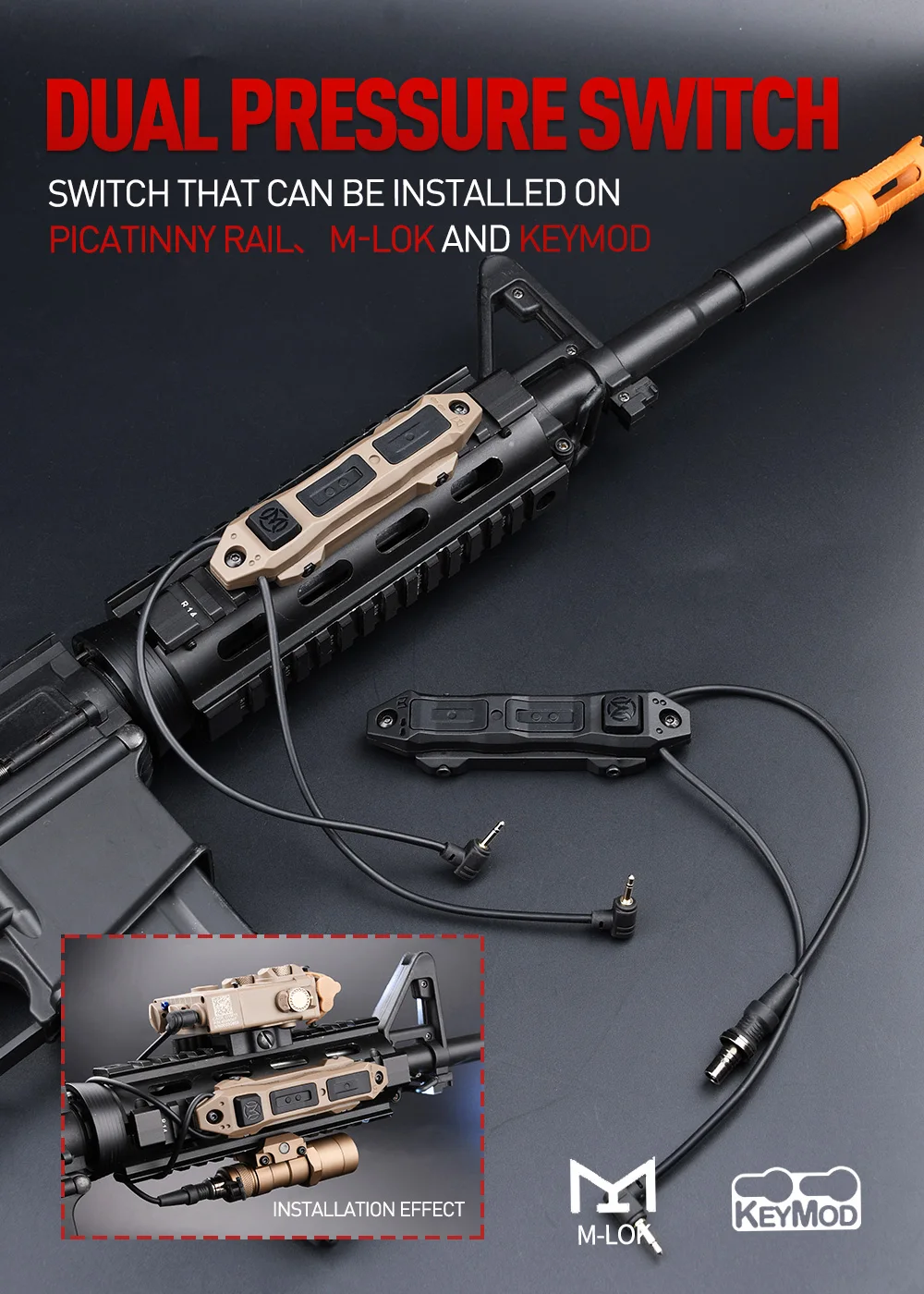 Interruptor táctil para linternas Surefire M300 M600 con cable de control remoto