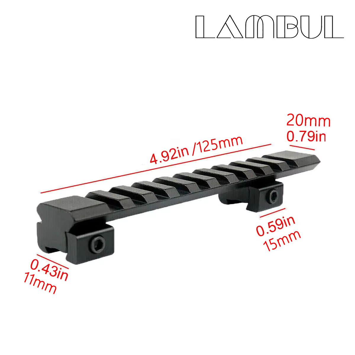 Adaptador cola de milano a Picatinny 125mm – Aluminio 10 ranuras