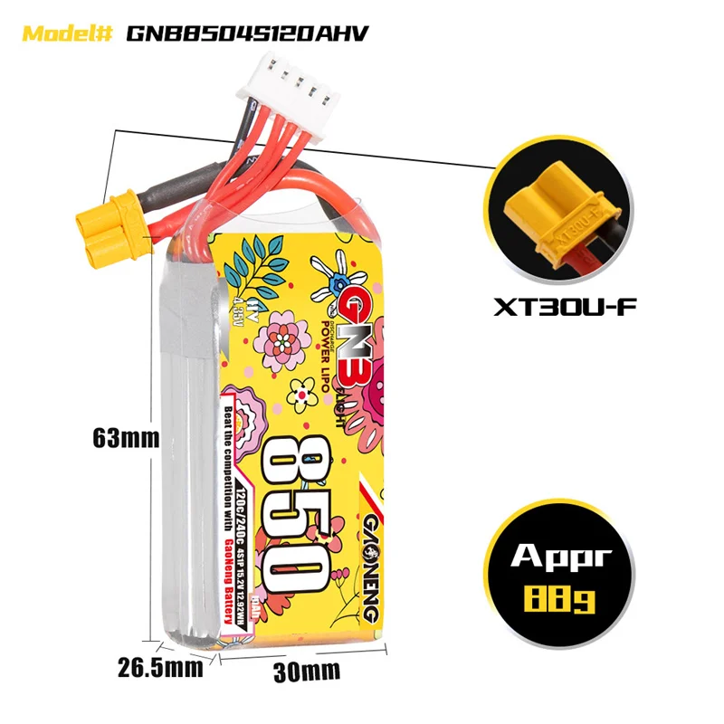 Batería LiPo XT30 mejorada GNB para dron FPV carreras - imagen 2