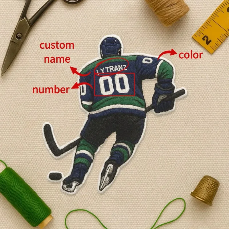 Parche bordado personalizado nombre y número Hockey para ropa - imagen 2